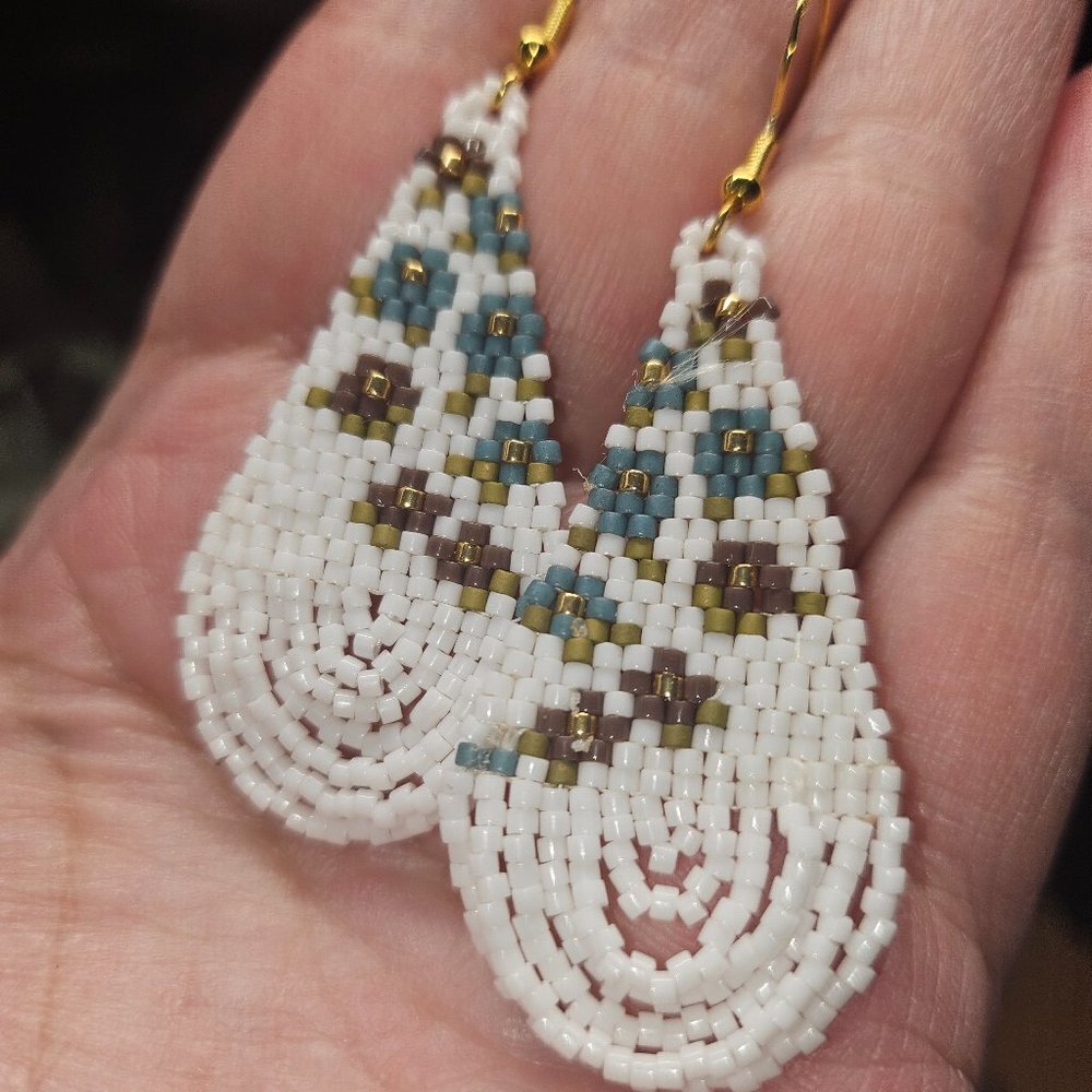 Handmade Beaded Cascading Floral Looped Fringe Earrings
